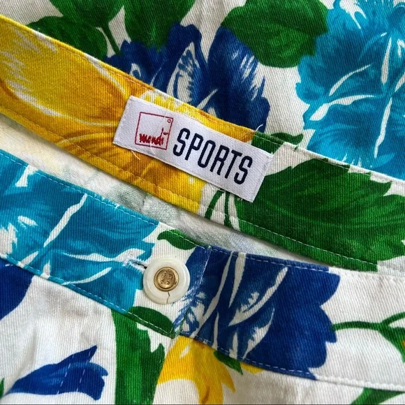 VINTAGE bright yellow blue green white floral print mom jeans - Picture 5 of 5